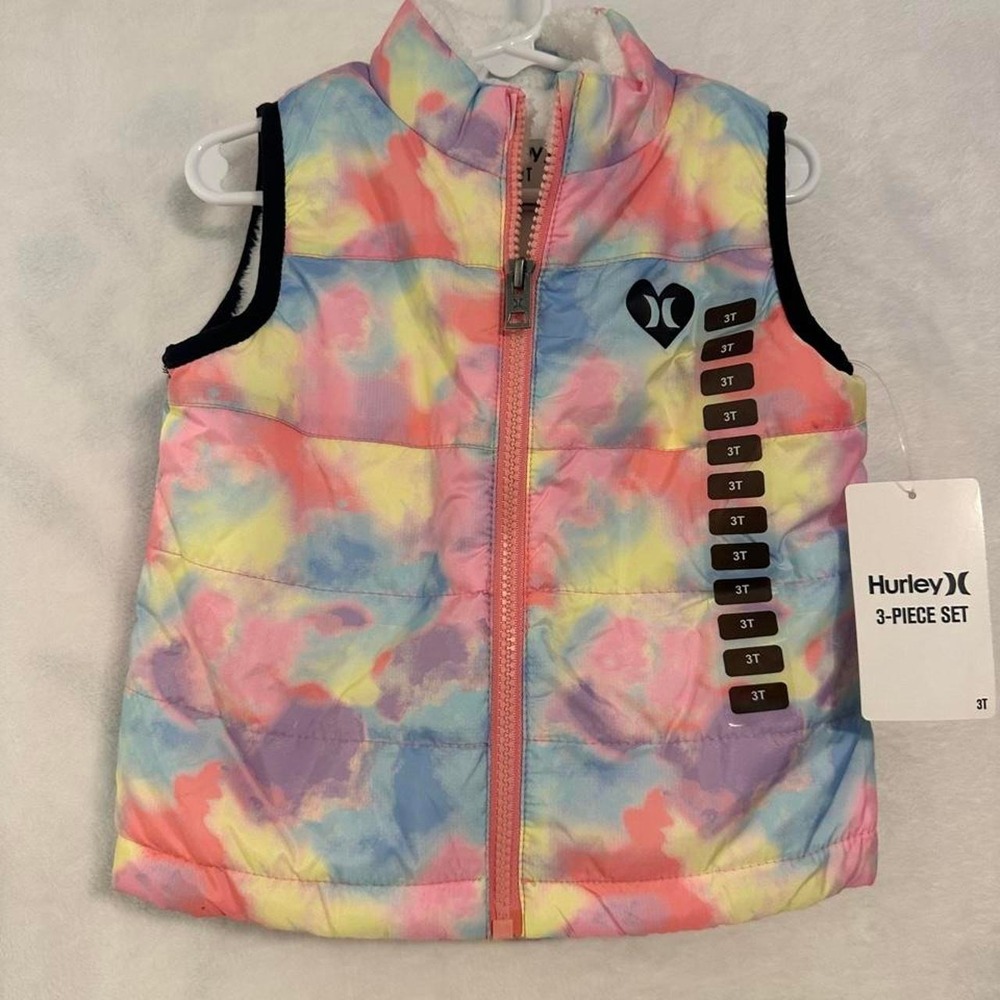 NWT Hurley tie-dye fleece lined vest 3T